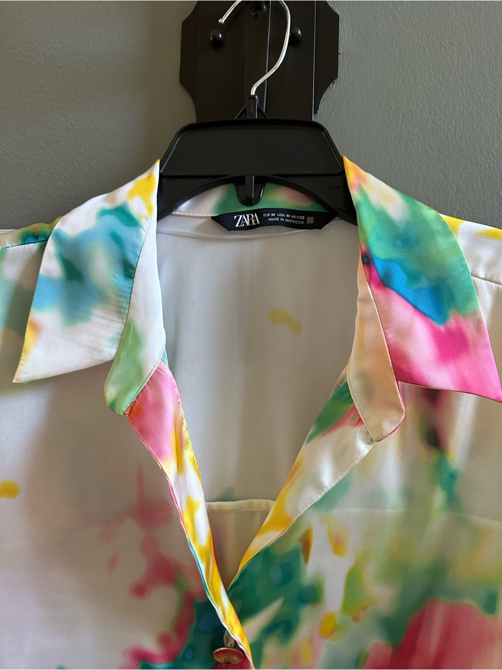 Zara Multicolor Watercolor Collar Button-Up Shirt - Picture 1 of 3